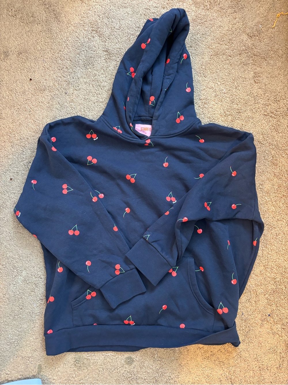 Starfit Navy Cherry Print Hoodie - Women's Sweatshirt